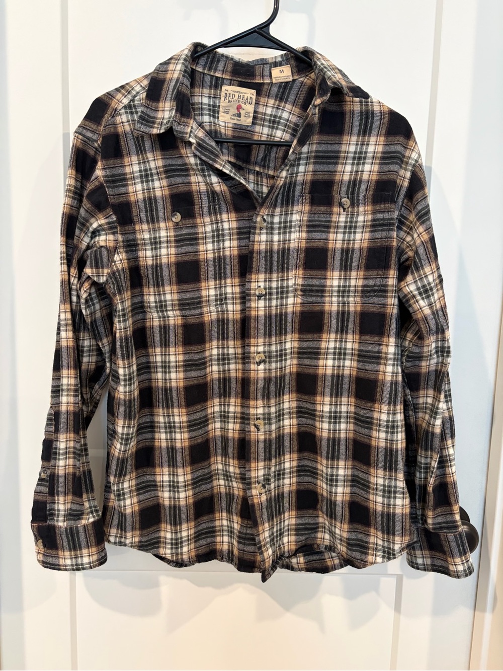 RedHead Men’s Brown and Cream Plaid Button-Down Shirt